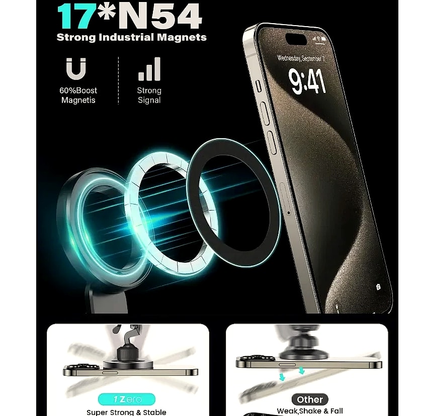 MagSafe CD Slot Phone Mount with 17 Strong Magnets — scale reference