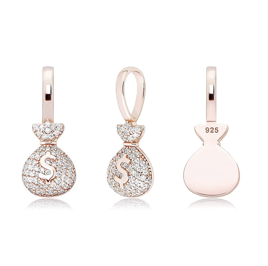 TOPGRILLZ 925 Sterling Silver Money Bag Pendant Box Chain — package contents