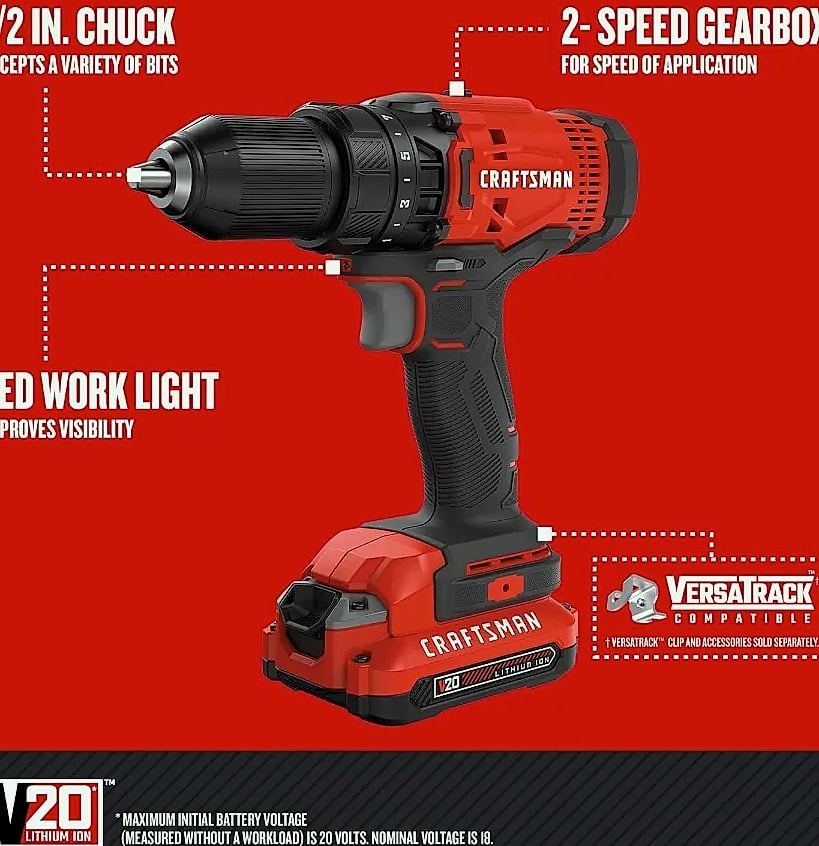 Kankeirr V20 MAX Cordless Drill and Impact Driver Combo Kit — assembled view
