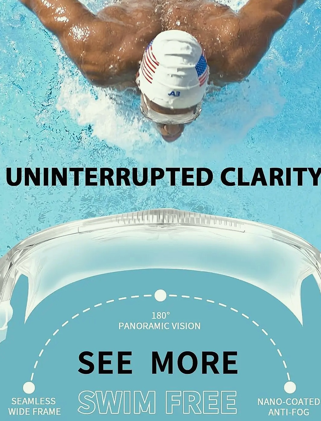 Anti-Fog Liquid Silicone Swimming Goggles with UV Protection — scale reference