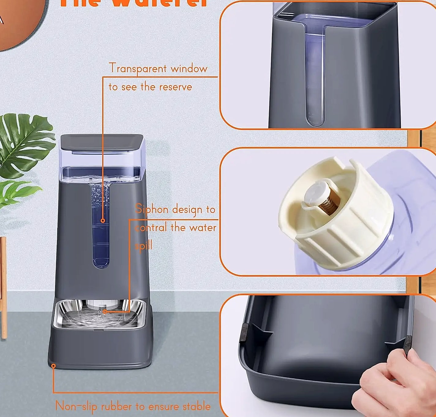 Automatic Pet Feeder and Water Dispenser Set with Stainless — scale reference