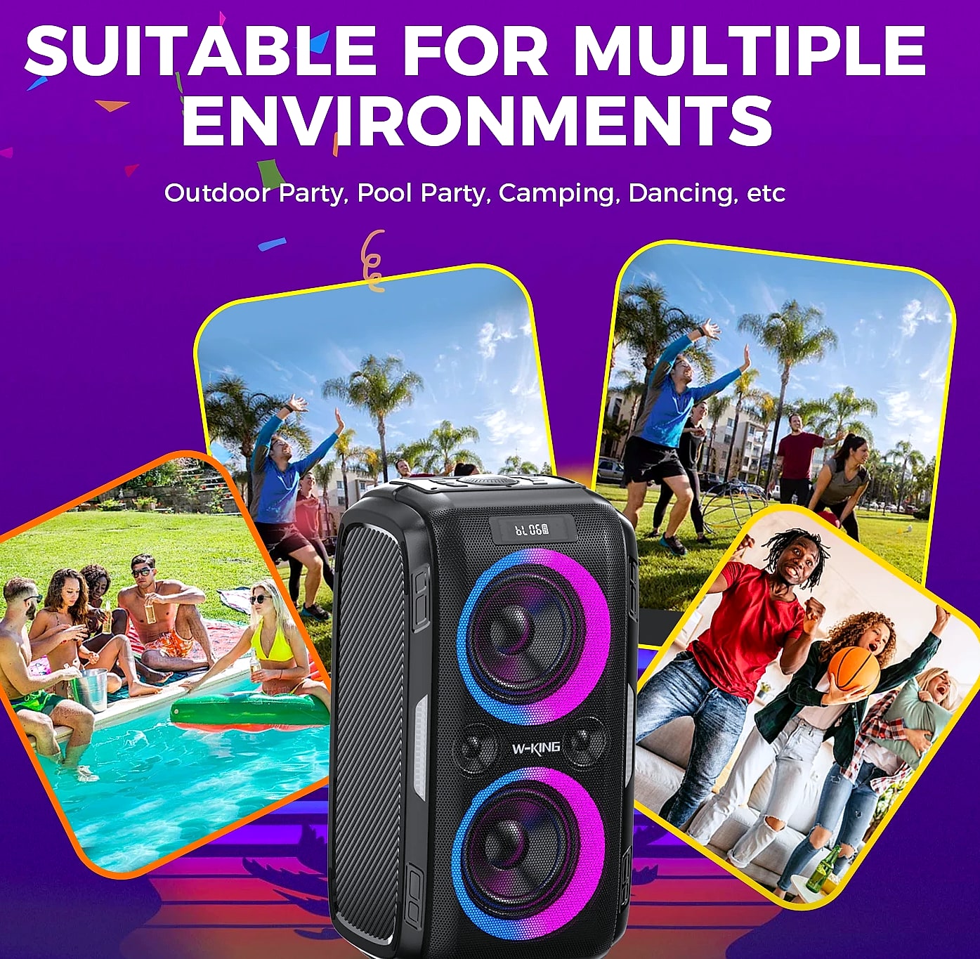 W-King 250W Peak Bluetooth Speaker with 120dB Bass — scale reference