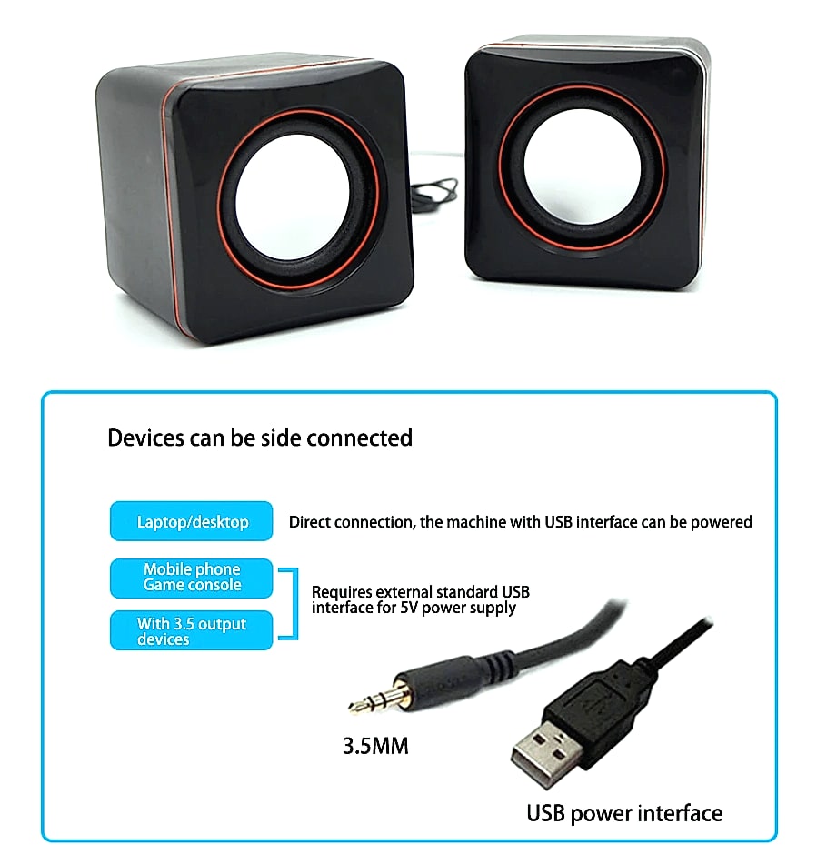 DUTRIEUX Mini USB Stereo Speaker System for Laptops — package contents