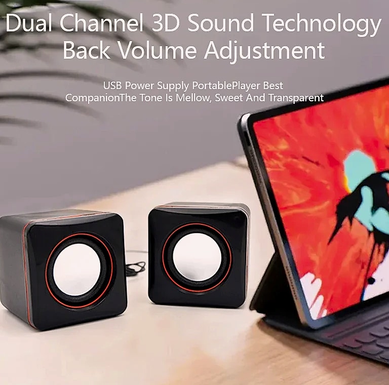 DUTRIEUX Mini USB Stereo Speaker System for Laptops — assembled view