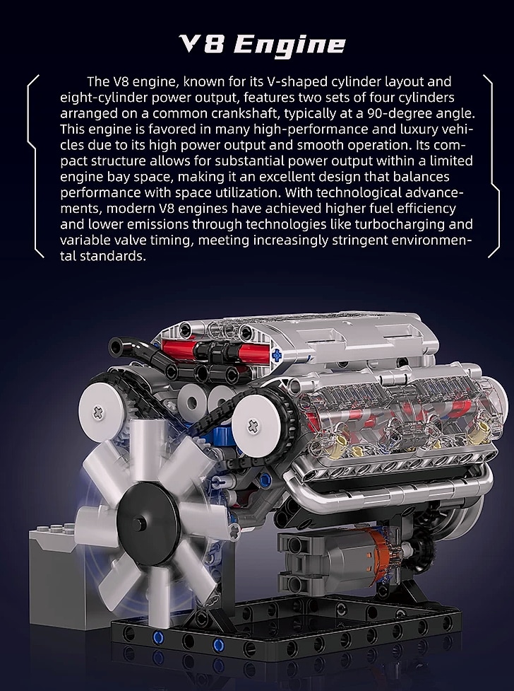Mould King 10088 V8 Engine Building Block Set — size comparison