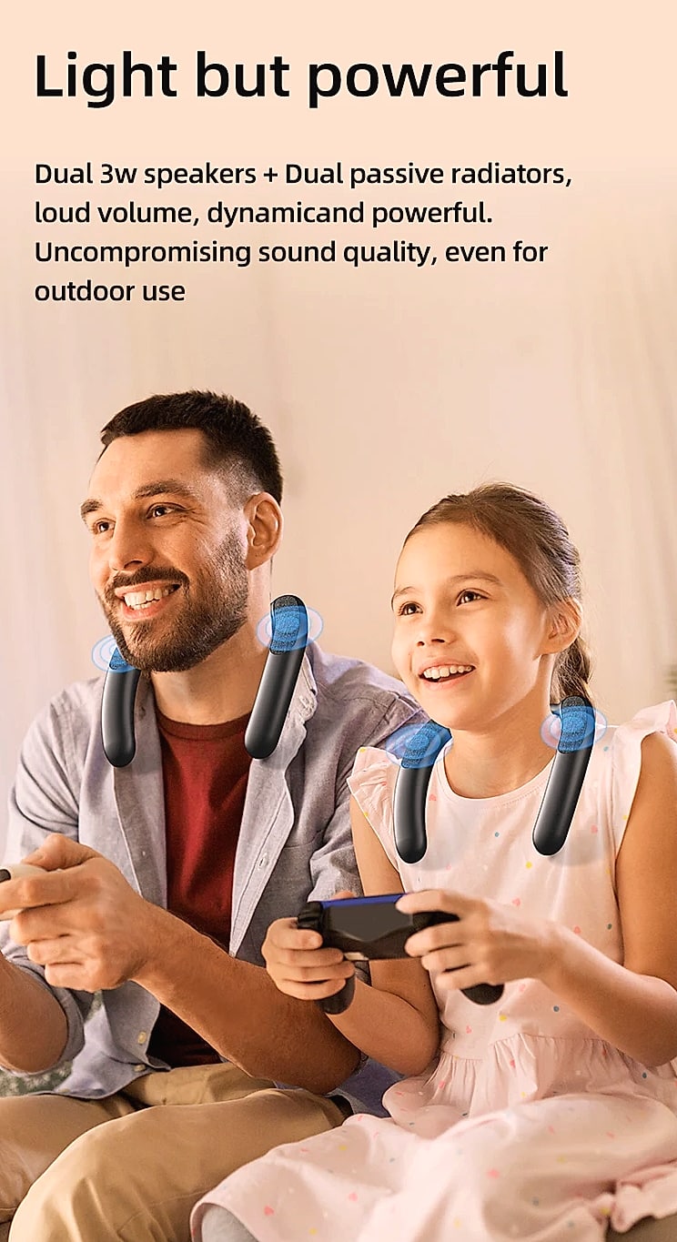 Rockmia EBS-910 Wearable Neckband Speaker Bluetooth 5.3 — scale reference