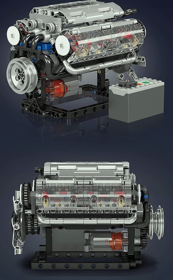 Mould King 10088 V8 Engine Building Block Set — package contents
