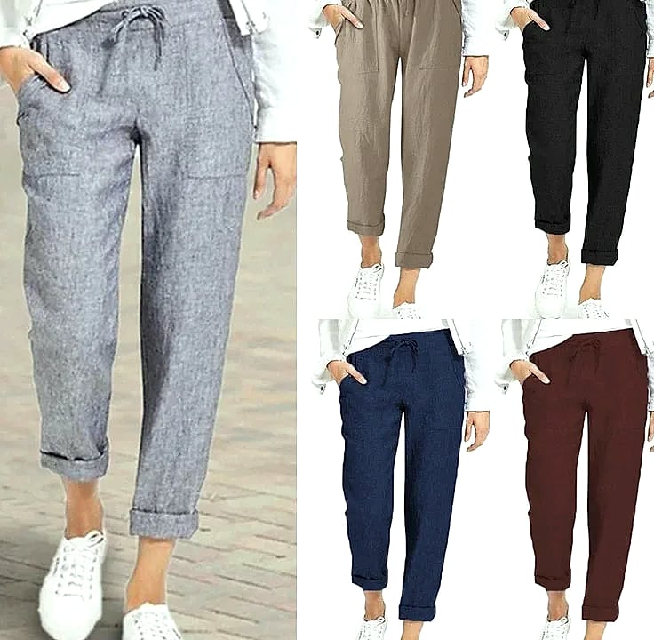 XPQBB Casual Cotton Linen Women's Harem Pants High Waist — assembled view