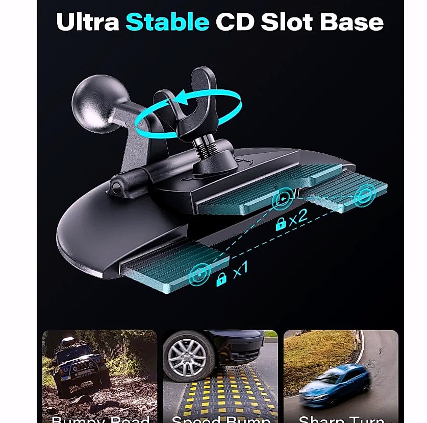 MagSafe CD Slot Phone Mount with 17 Strong Magnets — side view