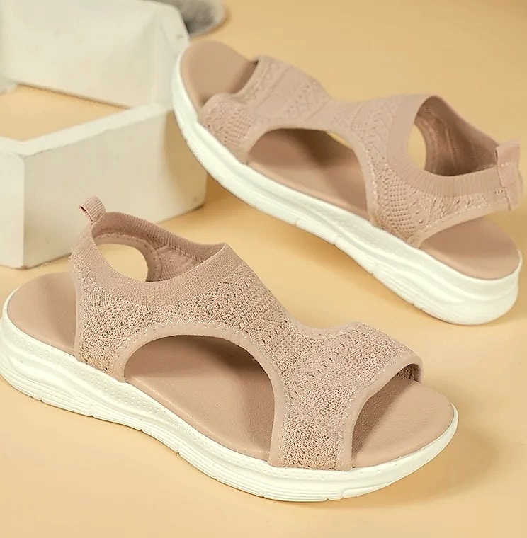 NAZSQ Women's Mesh Knitted Beach Sandals Wedge Roman Style — scale reference