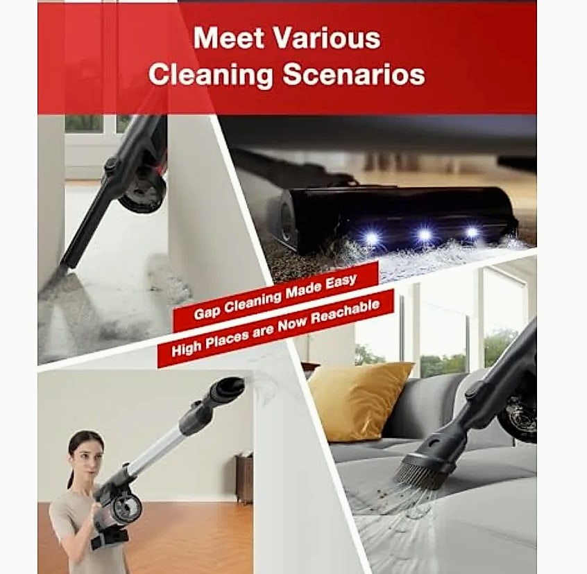 SHXI C12 Combo cordless stick vacuum with robot mop — side view