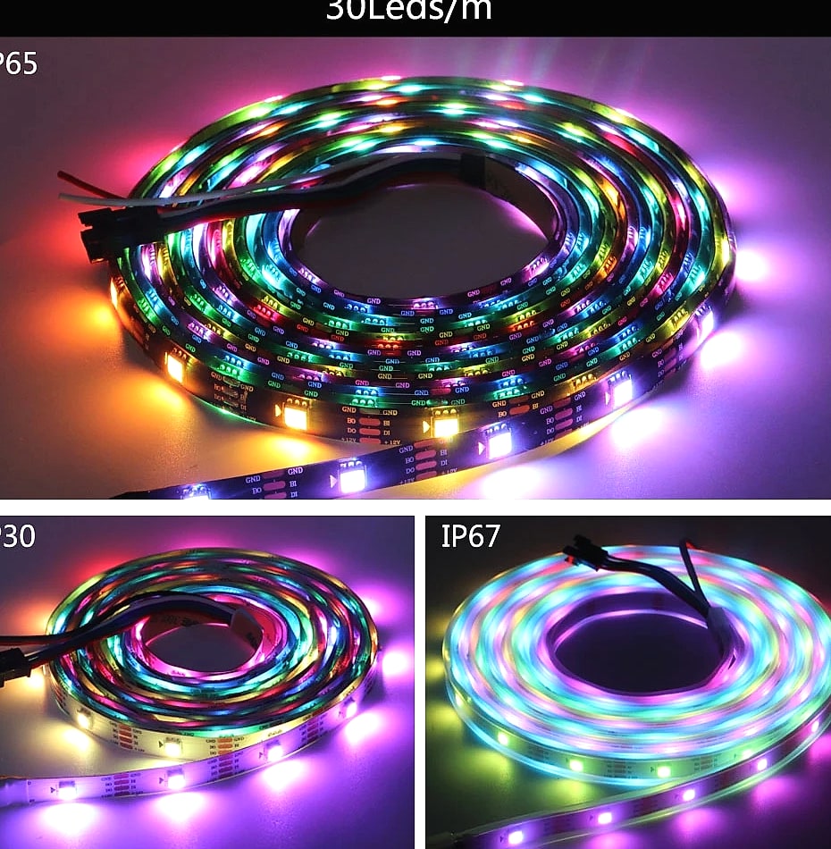 Xnbada WS2812B RGB LED Strip Lights Individually Addressable — scale reference