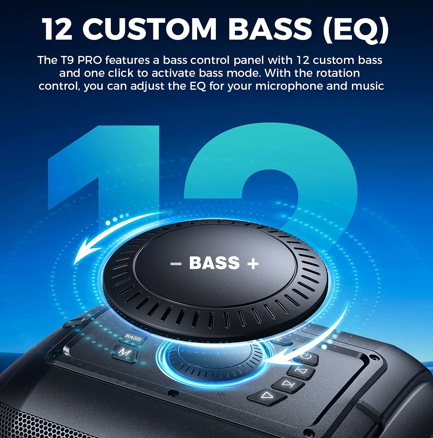 W-King 250W Peak Bluetooth Speaker with 120dB Bass — close-up details