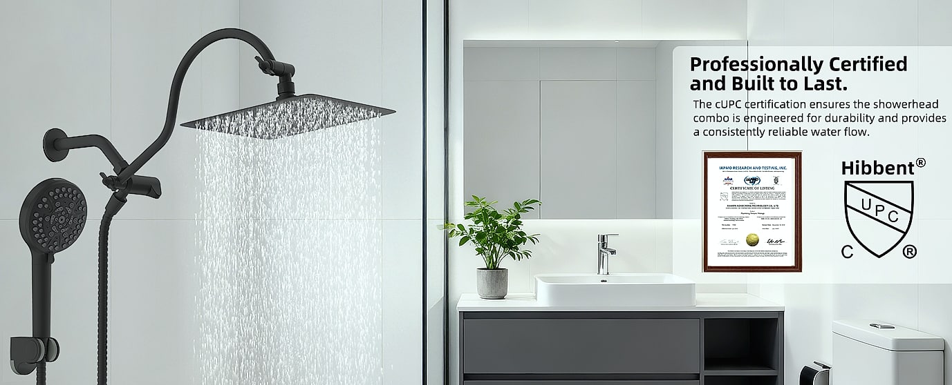 Hibbent 10 inch rainfall shower head combo with handheld — feature highlights
