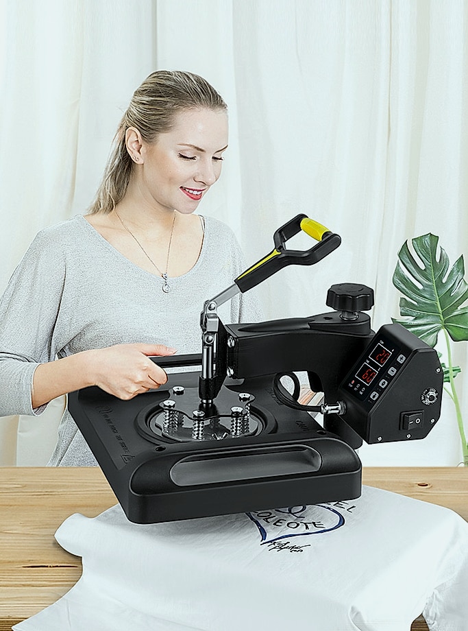 SucceBuy 30x38cm 8-in-1 Heat Press Machine with 360 Rotation — close-up details
