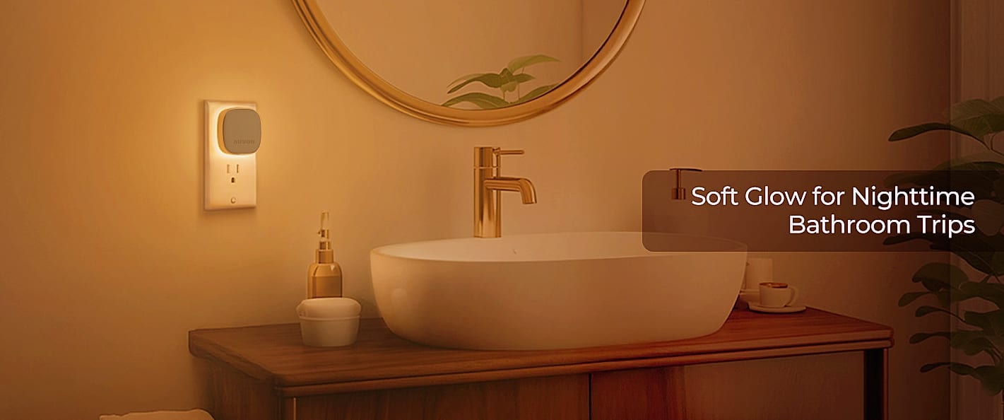 AUVON LED Backlit Night Light with Motion Sensor, 2 Pack — side view