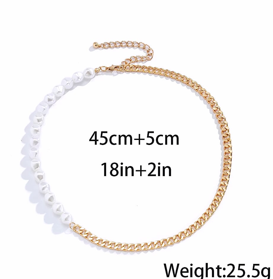 TOPGRILLZ Freshwater Pearl Stainless Steel Chain Necklace — interior detail