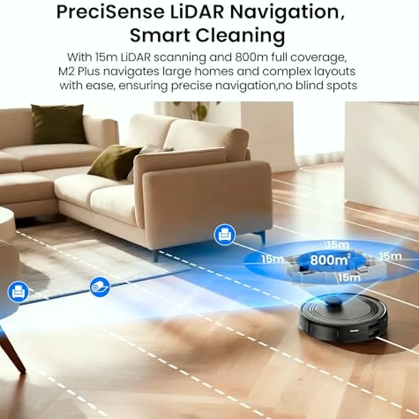 SHXI M2 Plus Robot Vacuum with 75-Day Self-Emptying Station — scale reference