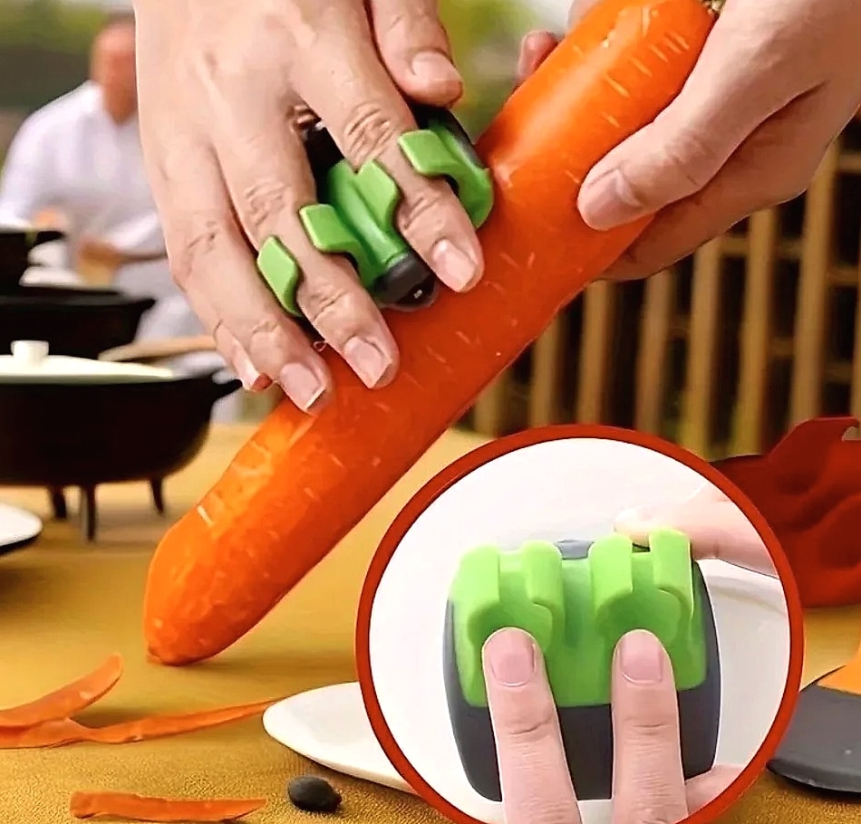 Black and Green Kitchen Peeler with Sharp Blade and Grip — parts overview
