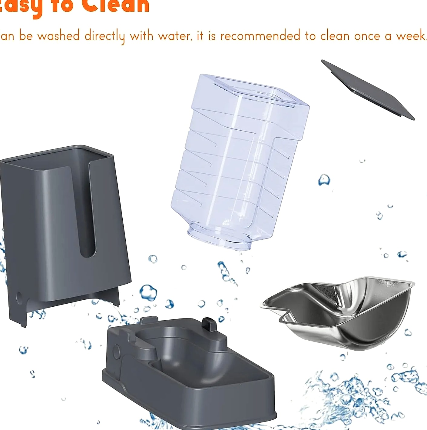Automatic Pet Feeder and Water Dispenser Set with Stainless — side view