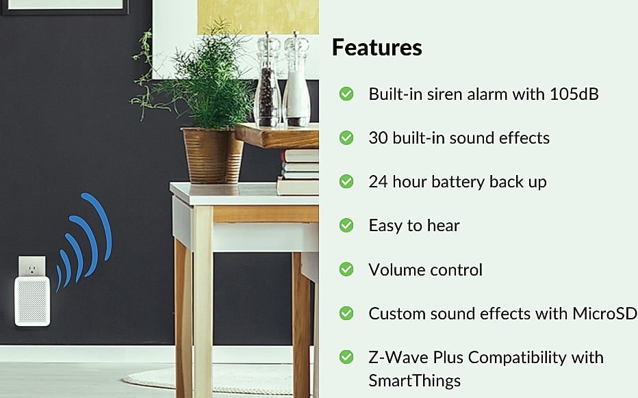 Ecolink Z-Wave 700 Chime Siren with Battery Backup — assembled view