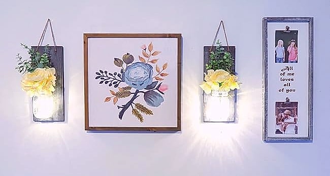 Besuerte Rustic Wooden Wall Sconce with LED String Lights, — feature highlights