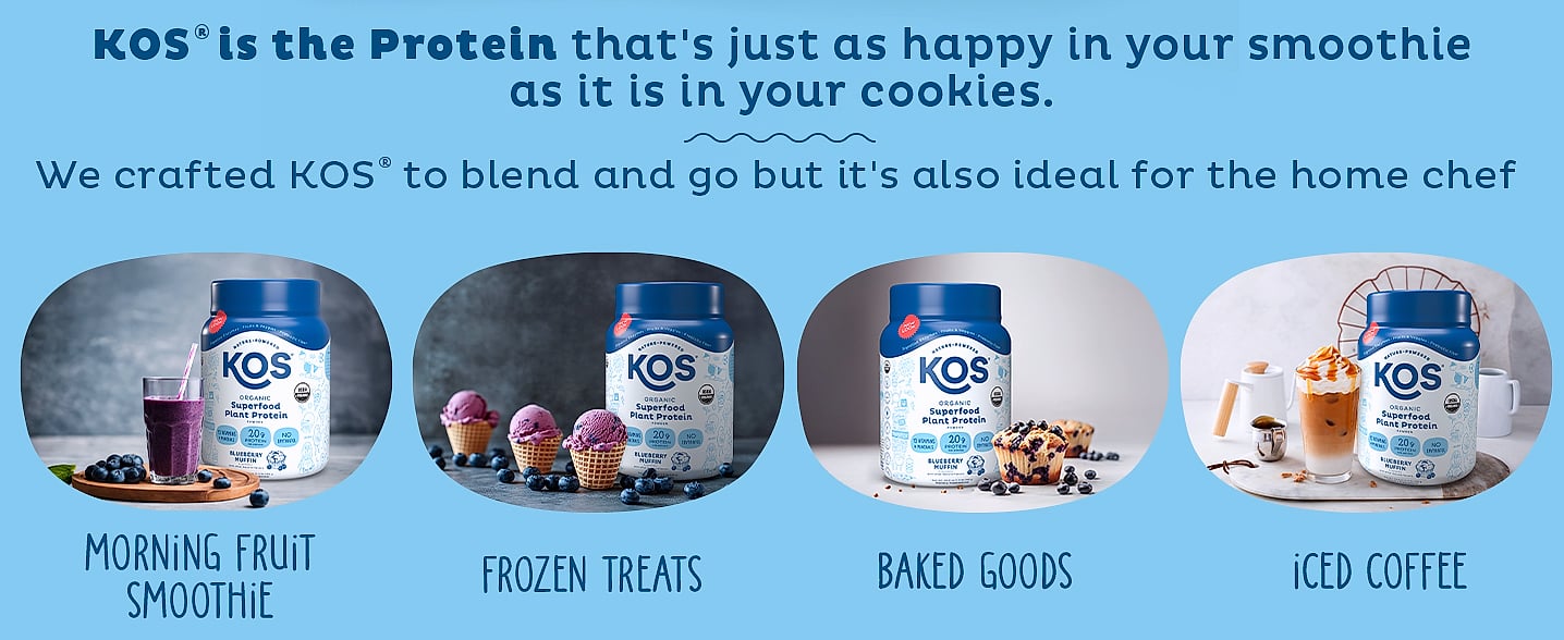 KOS Plant Based Vanilla Protein Powder, Organic Vegan — close-up details