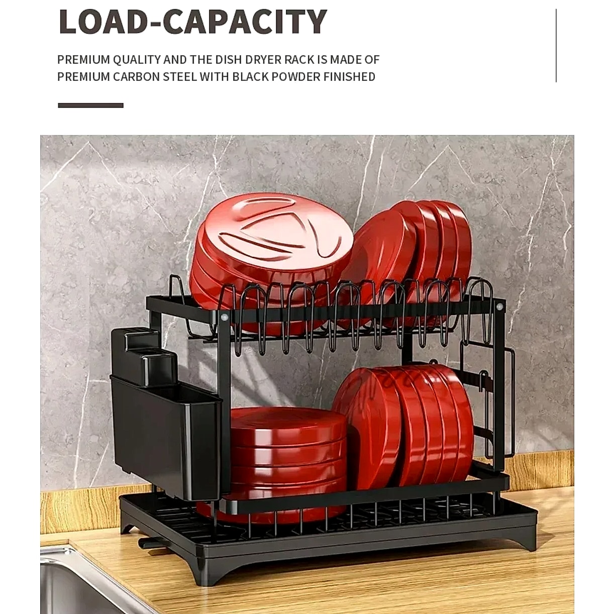 DIAMRI 2-Tier Rotating Dish Drying Rack with 360° Swivel — package contents