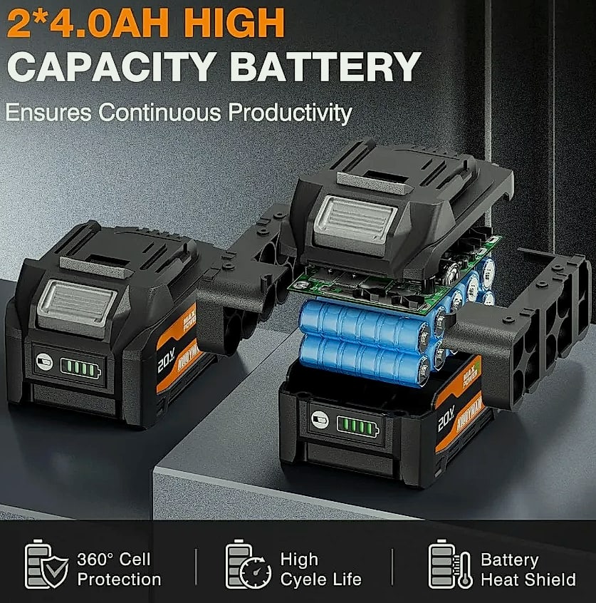 Kankeirr 20V Cordless Hammer Drill Brushless Motor 620 — parts overview