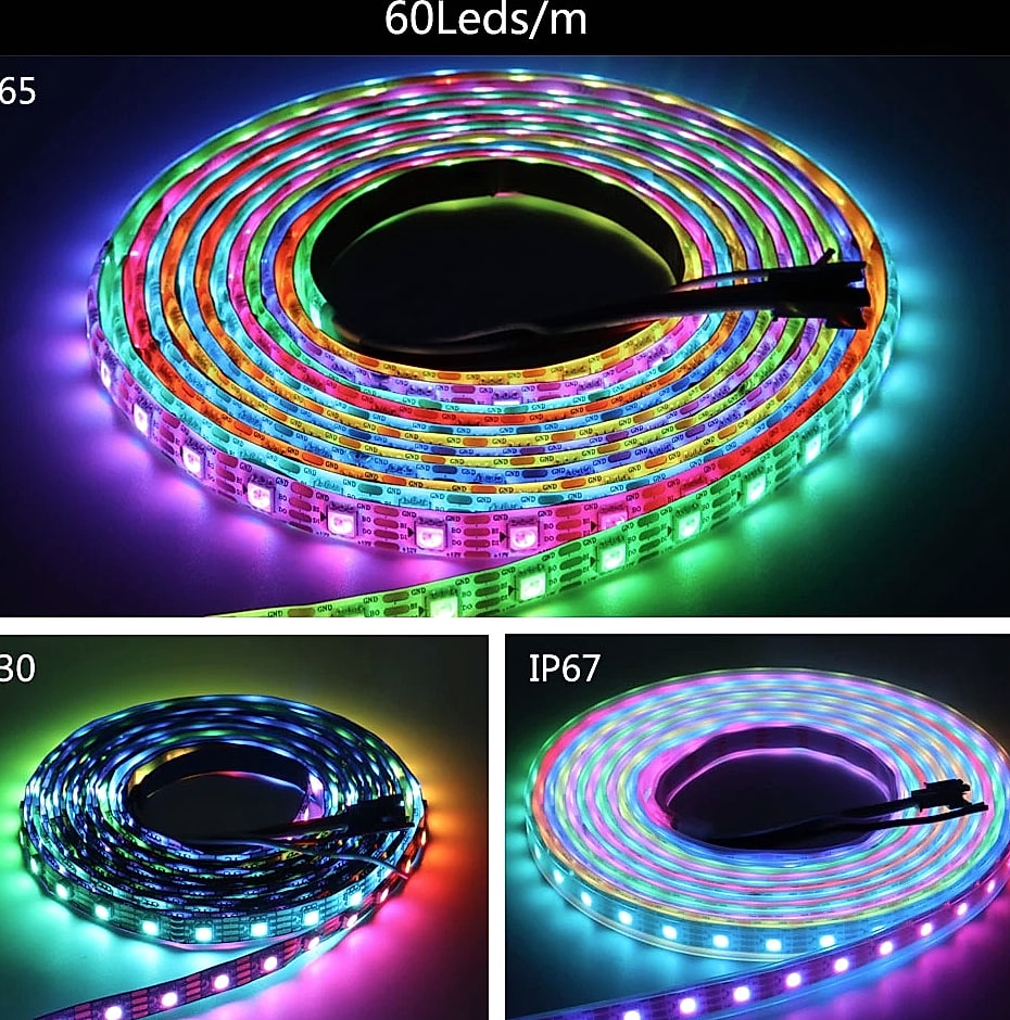 Xnbada WS2812B RGB LED Strip Lights Individually Addressable — feature highlights