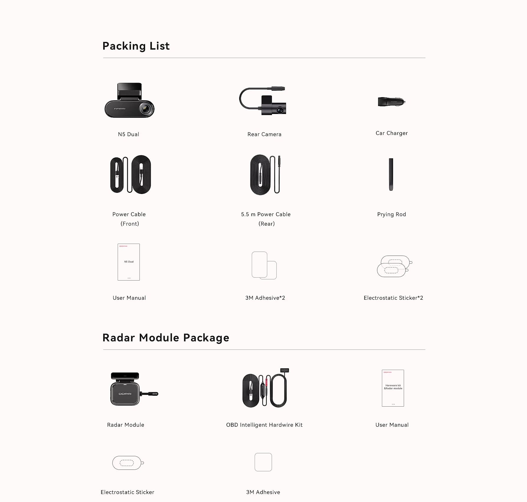 DDPAI N5 Dual 4K Dash Cam with Front and Rear Recording — feature highlights