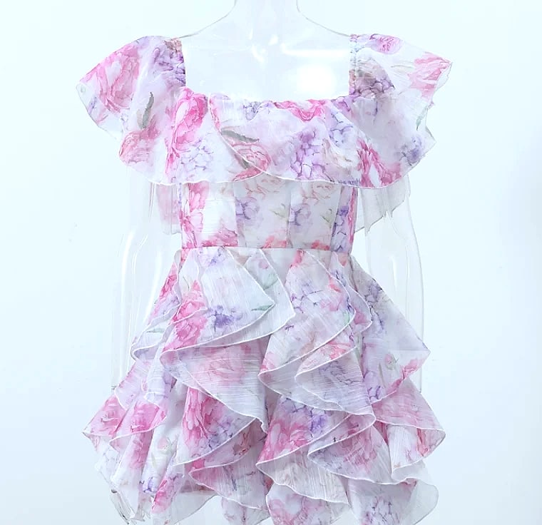Chic Floral Printed Mini Dress Backless Sleeveless Hem — package contents