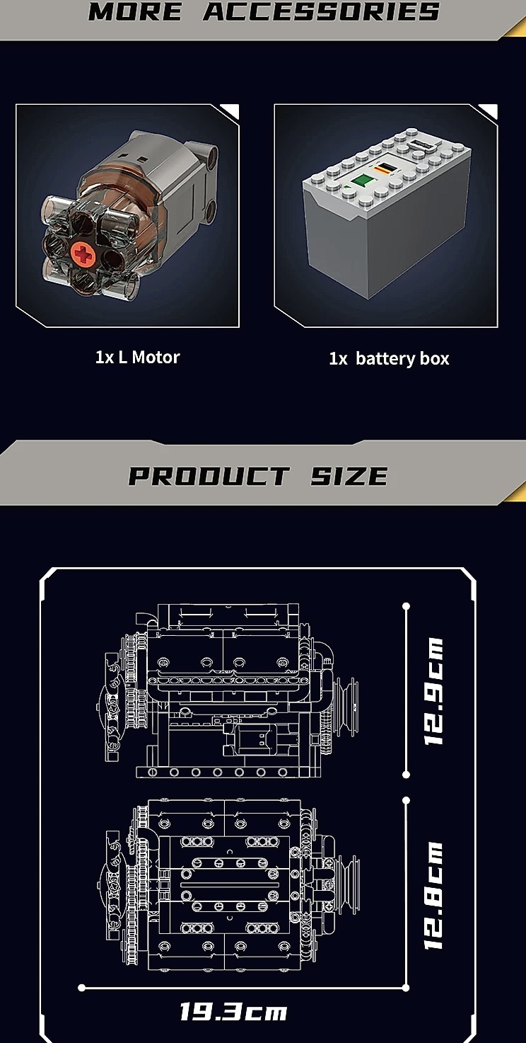 Mould King 10088 V8 Engine Building Block Set — scale reference
