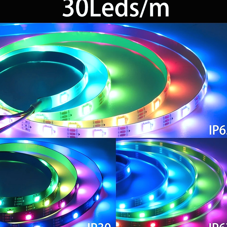 Xnbada WS2812B RGB LED Strip Lights Individually Addressable — size comparison