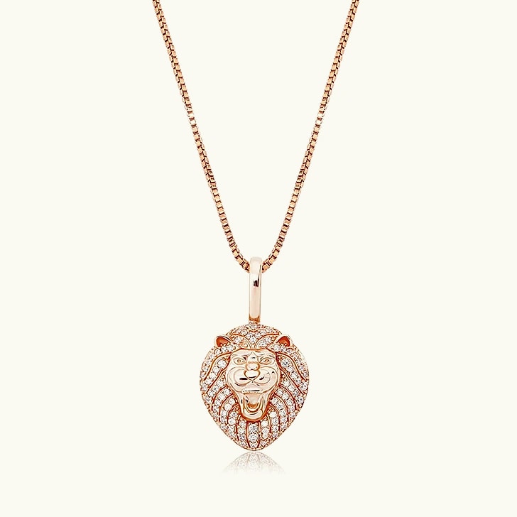 JINAO 925 Sterling Silver Lion Pendant Necklace — close-up details