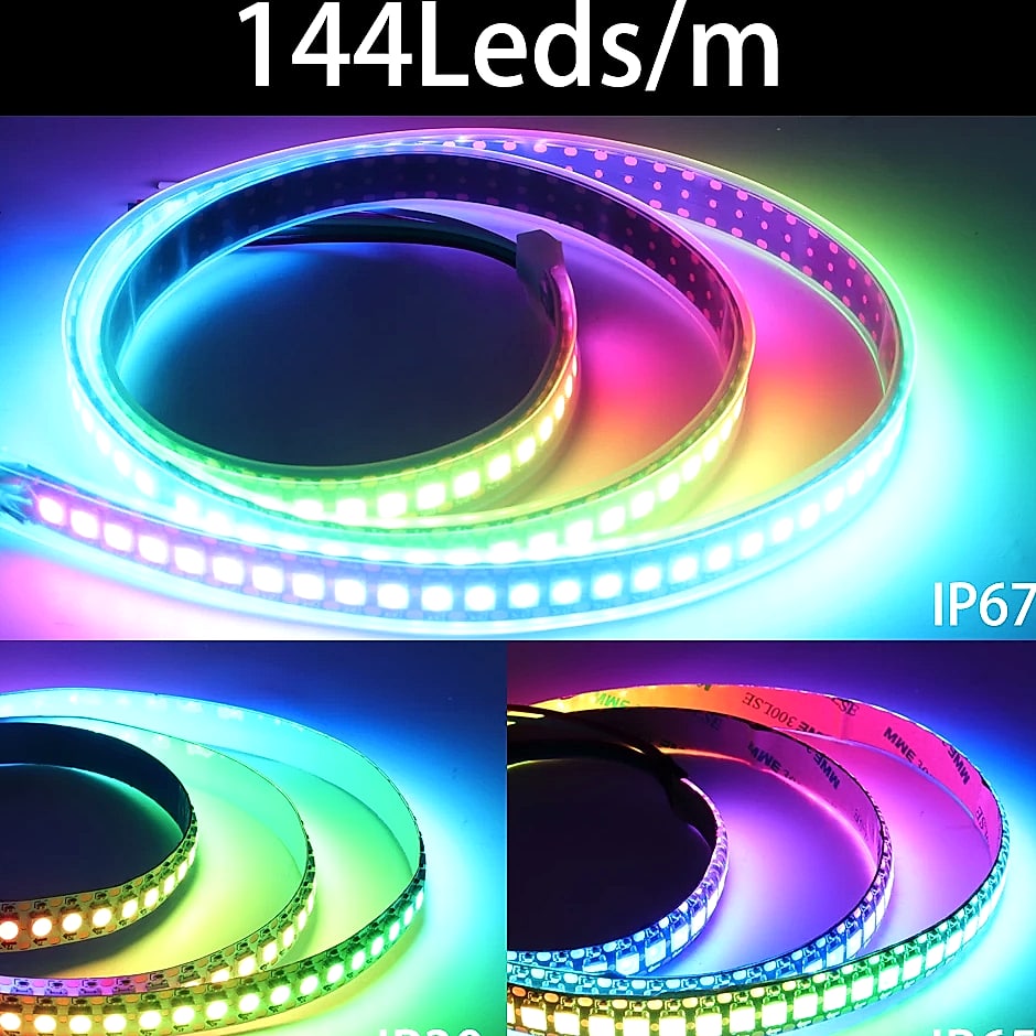 Xnbada WS2812B RGB LED Strip Lights Individually Addressable — assembled view