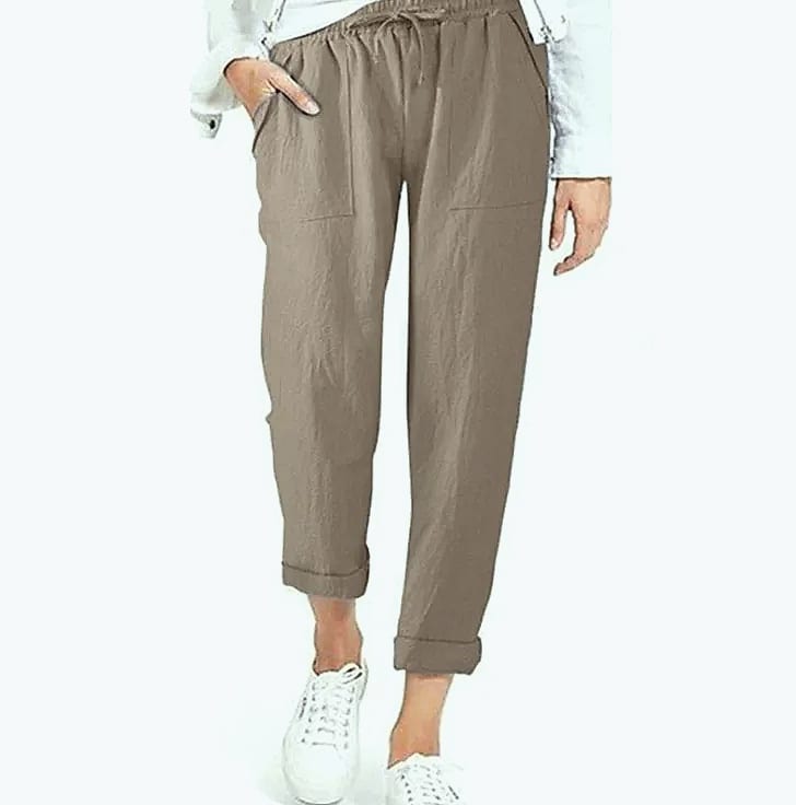 XPQBB Casual Cotton Linen Women's Harem Pants High Waist — parts overview