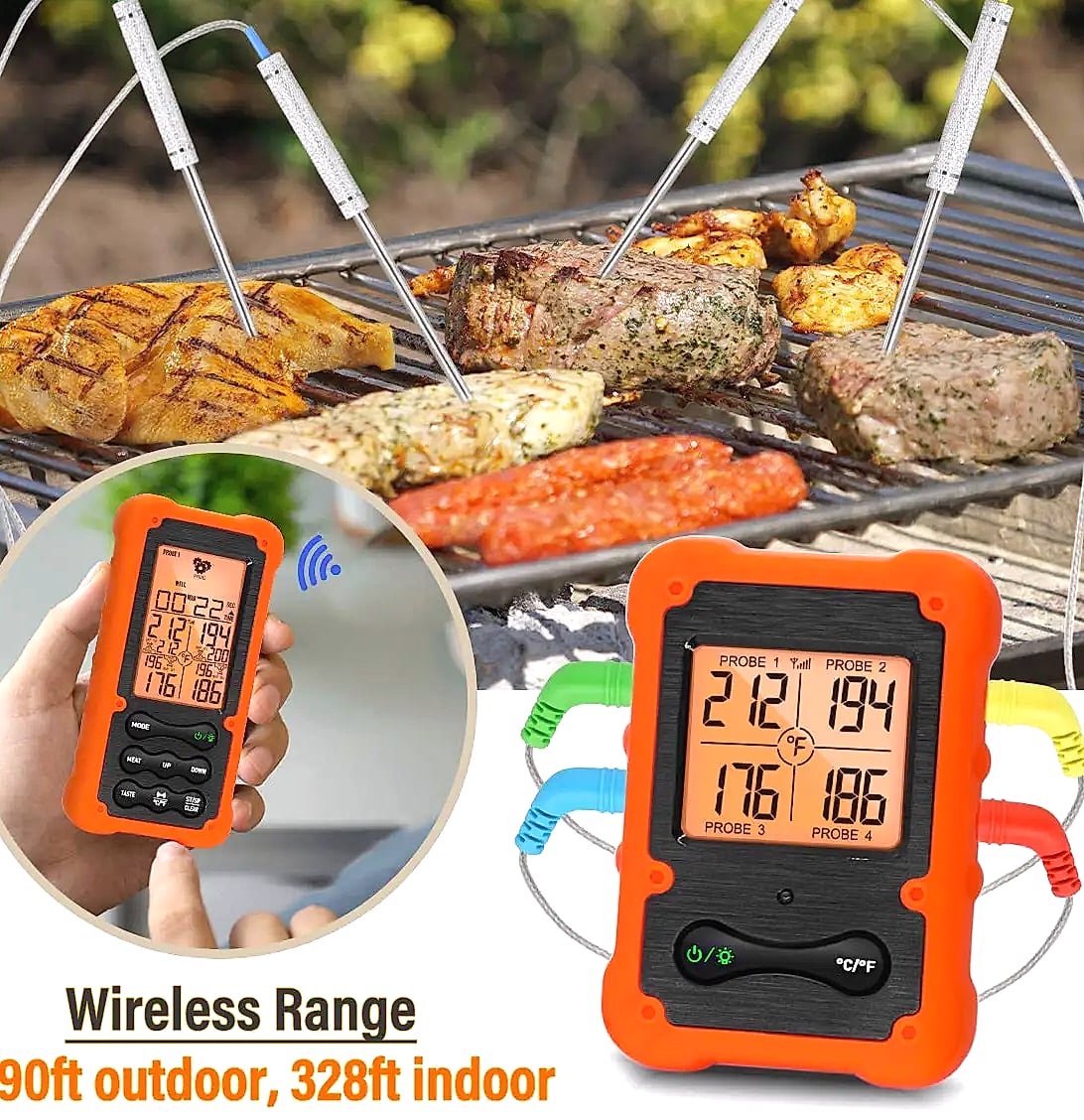 Digital Wireless Meat Thermometer with 4 Probes for Grilling — scale reference
