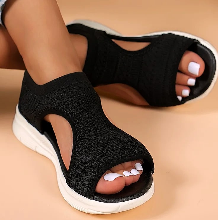 NAZSQ Women's Mesh Knitted Beach Sandals Wedge Roman Style — package contents