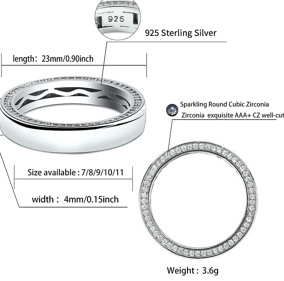TOPGRILLZ Couple Rings 4mm/6mm 925 Sterling Silver — close-up details