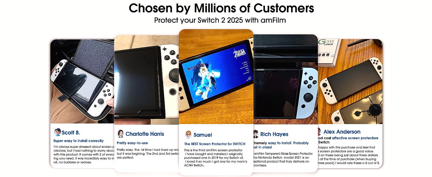 amFilm OneTouch Screen Protector for Nintendo Switch 2 — package contents