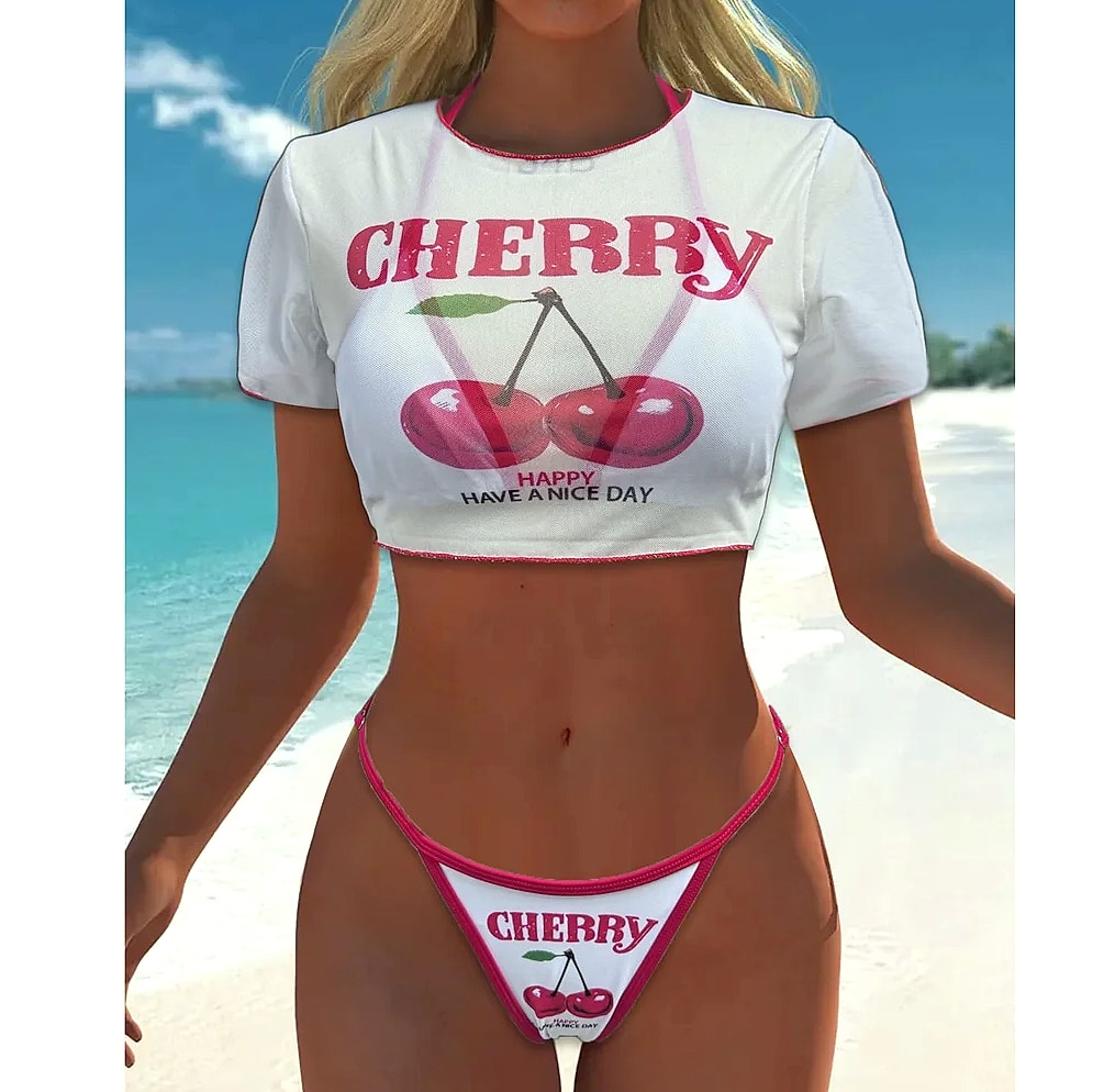 Varleinsar V6854 Cherry Print Three-Piece Bikini Set — size comparison