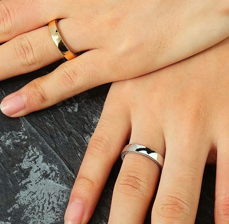 TOPGRILLZ Couple Rings 4mm/6mm 925 Sterling Silver — scale reference