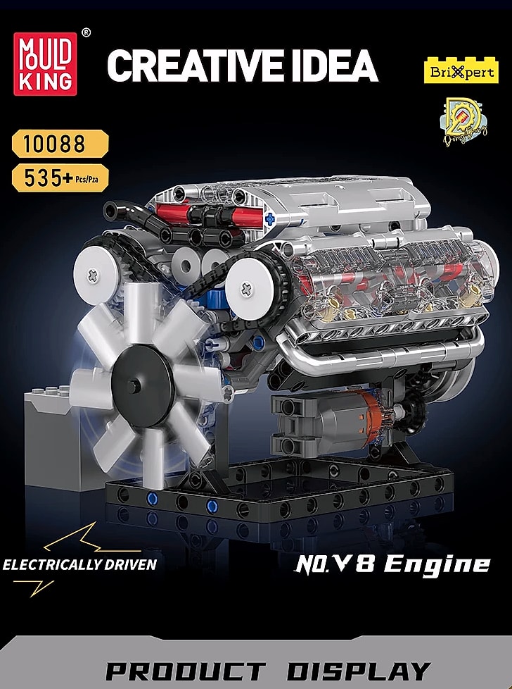 Mould King 10088 V8 Engine Building Block Set — interior detail