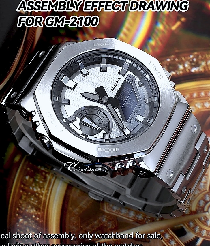 Caphter GM-2100 Metal Watchband Stainless Steel Bracelet — assembled view