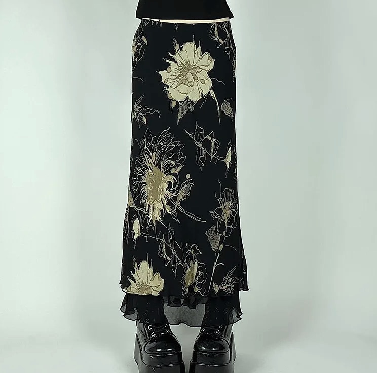 Goth Dark Y2K Double Layer Mesh A-Line Skirt Fairy — parts overview