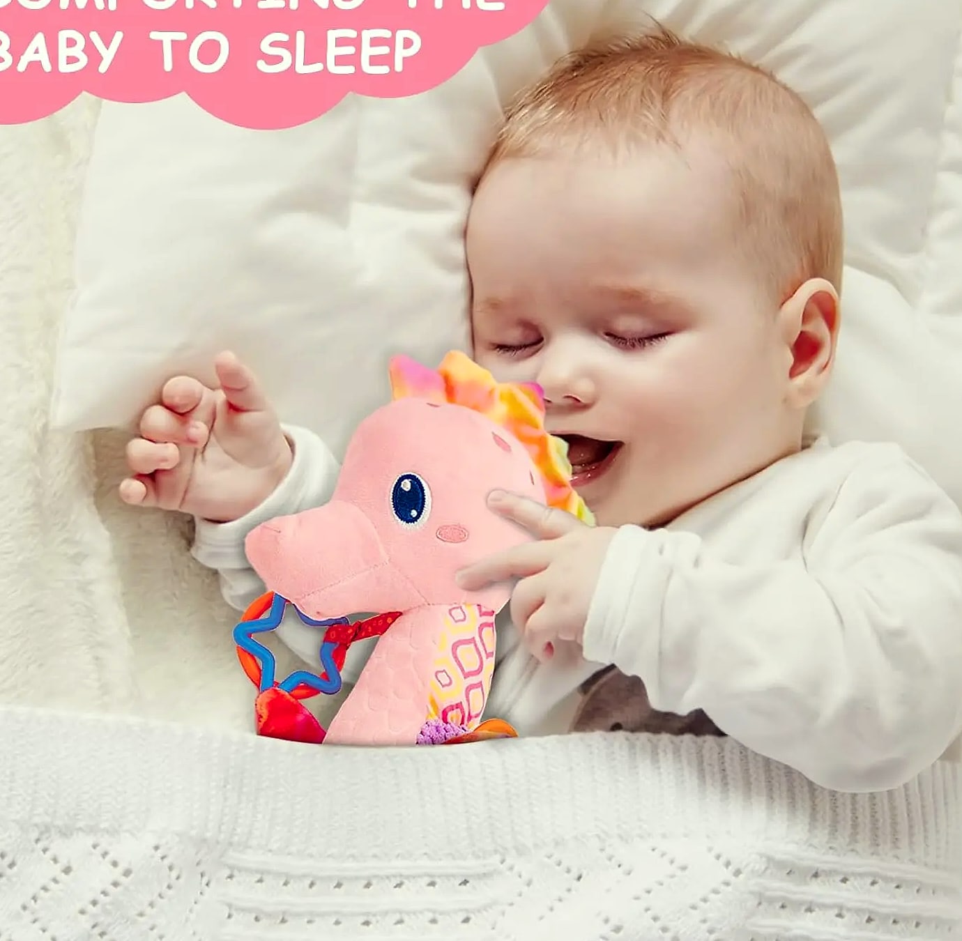 ASWJ Baby Seahorse Musical Rattle Soft Toy for Infants — side view