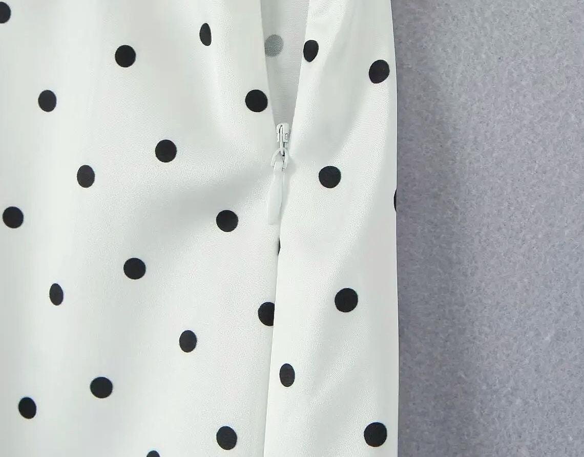 YENKYE Women Vintage Polka Dot A-Line Knee Skirt — close-up details