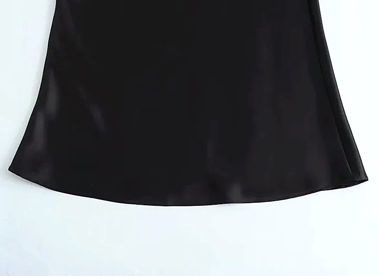 MUJER Woman 2026 Satin Midi Skirt High Waist Black — side view