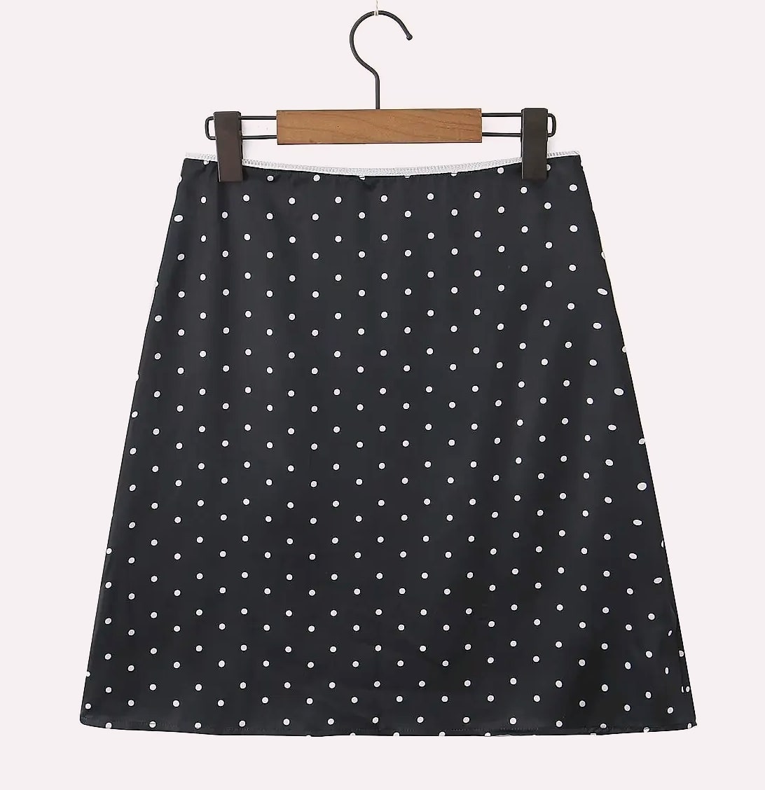 YENKYE Women Vintage Polka Dot A-Line Knee Skirt — close-up details